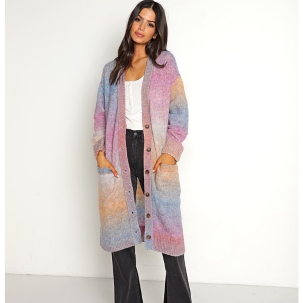 Pistola ALI LONG SLEEVE CARDIGAN in Rainbow HOLOGRAPHIC